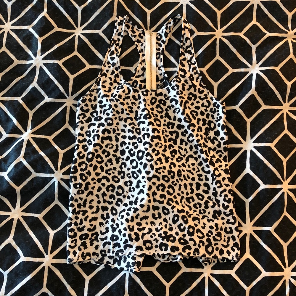 Cheetah print tank with zipper back
